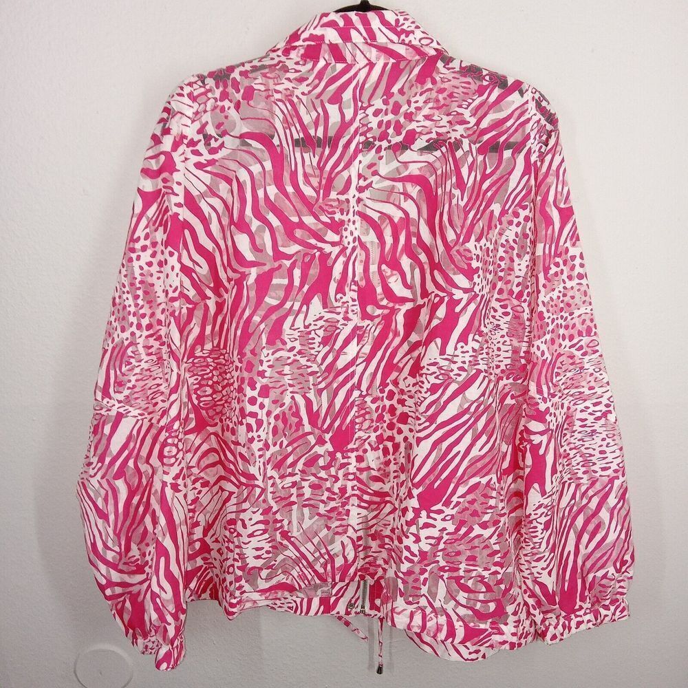 CHICO’S Pink White Mesh Tiger Print Jacket Women Size XL Chicos 4 - Picture 4 of 6